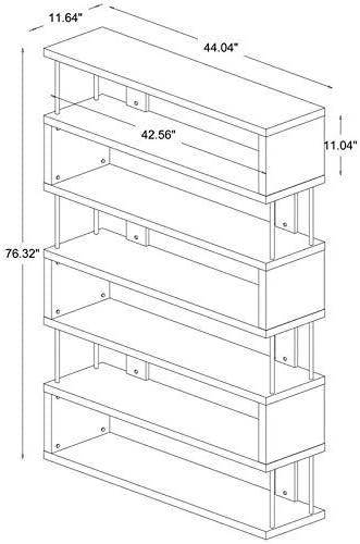 75.5" Barnes Six Shelf Modern Bookshelf White - Baxton Studio: Farmhouse Style, Wood Composite, 6-Tier Storage