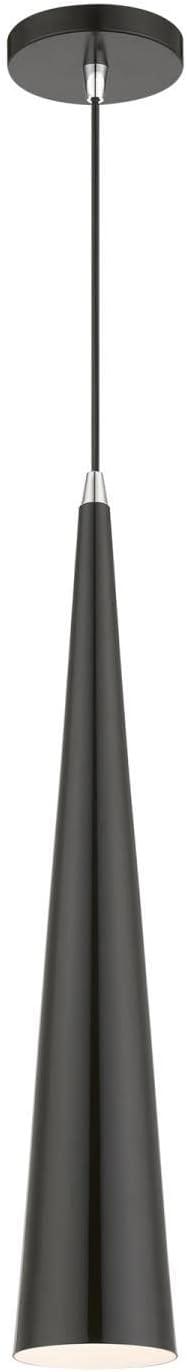 Livex Lighting Andes 1 - Light Pendant in  Shiny Black/Polished Chrome