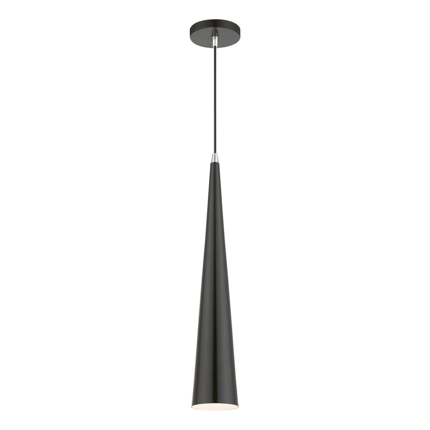 Livex Lighting Andes 1 - Light Pendant in  Shiny Black/Polished Chrome