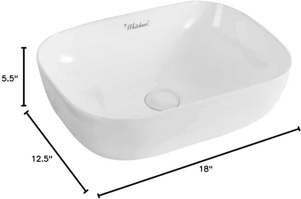 Whitehaus Collection WH71333 Whitehaus Collection Isabella Plus 12.5'' White Vitreous China Rectangular Bathroom Sink