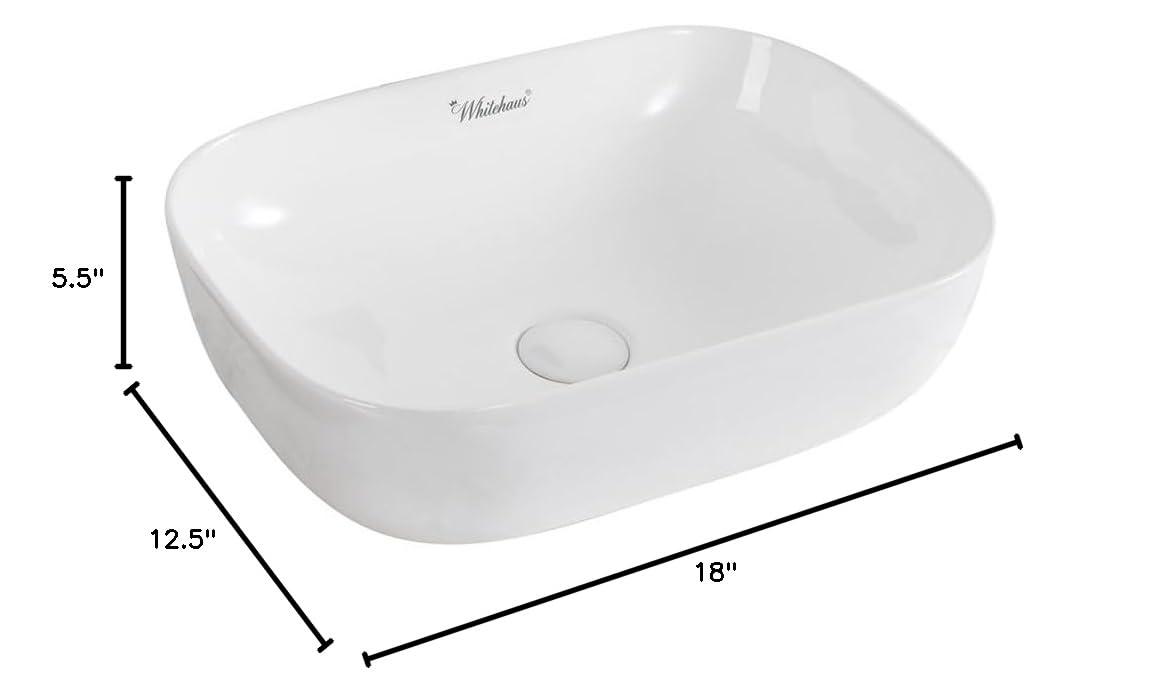 Whitehaus Collection WH71333 Whitehaus Collection Isabella Plus 12.5'' White Vitreous China Rectangular Bathroom Sink