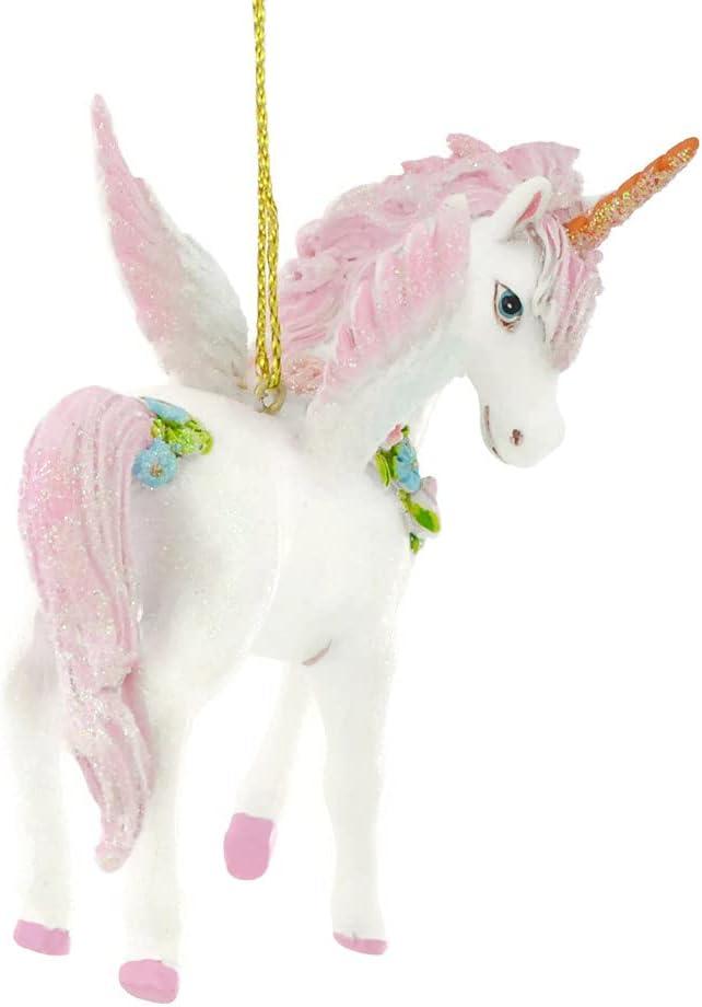 Kurt Adler 24-Inch Pink and White Glittered Unicorn Christmas Ornament