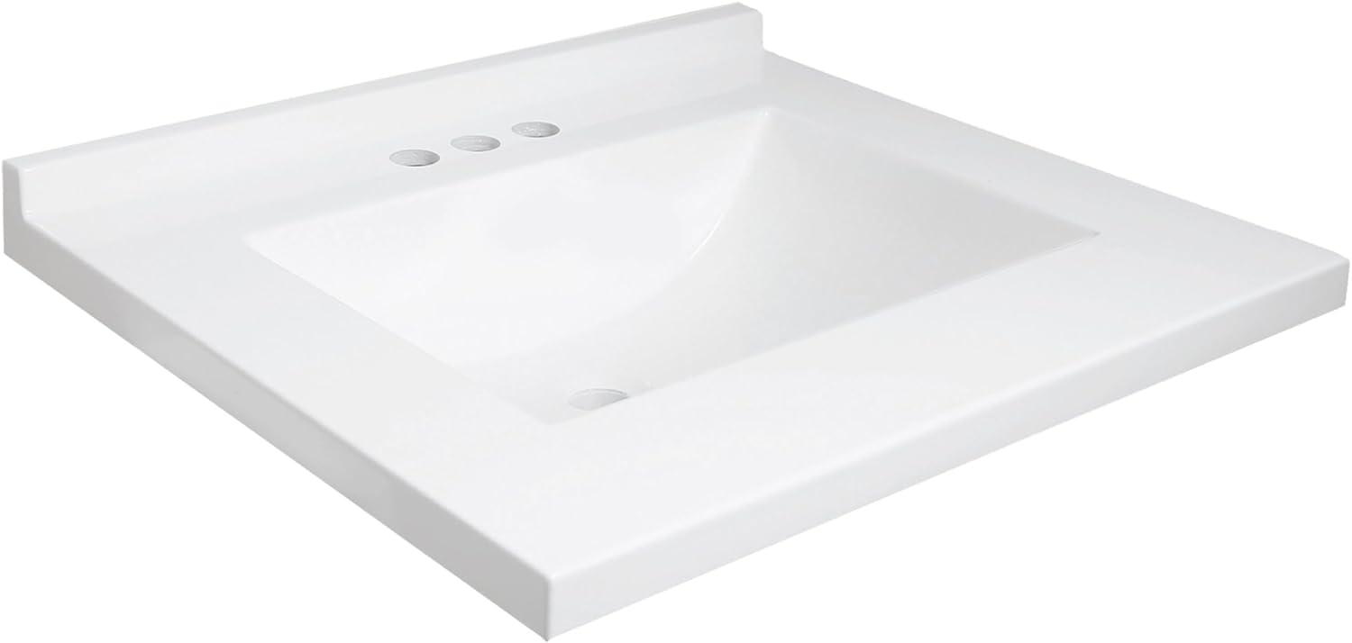 25 Inch Camilla Modern Vanity Top Single Sink with Backsplash, Solid White