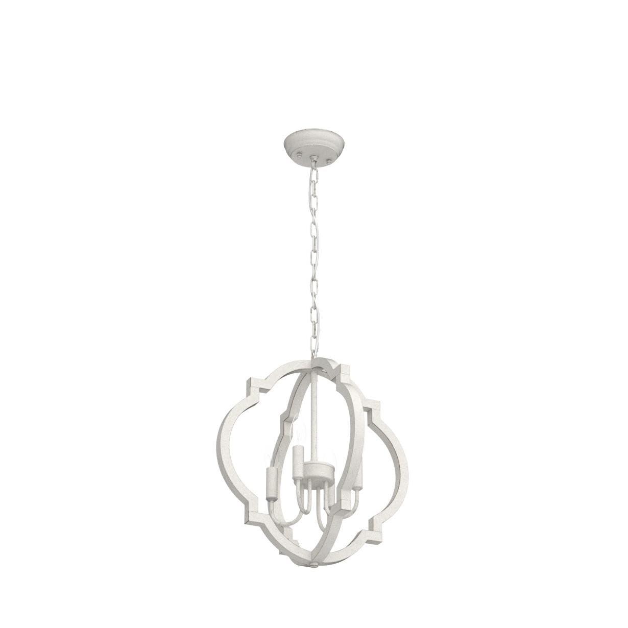 Farmhouse Chandelier Rustic Orb Chandeliers for Dining Room White Wooden Pendant Lighting 4 Light Small French Country Hanging Light Fixtures for Kitchen Island Living Room Bedroom Entryway