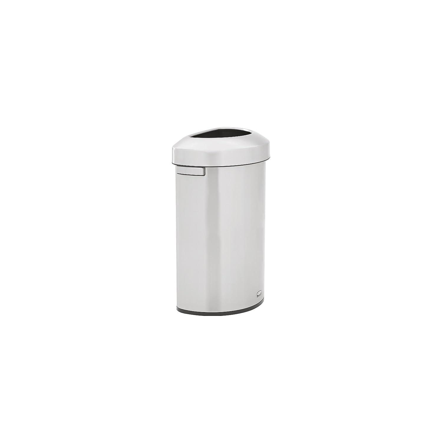 Semi-Round Stainless Steel 21-Gallon Trash Can with Pedal