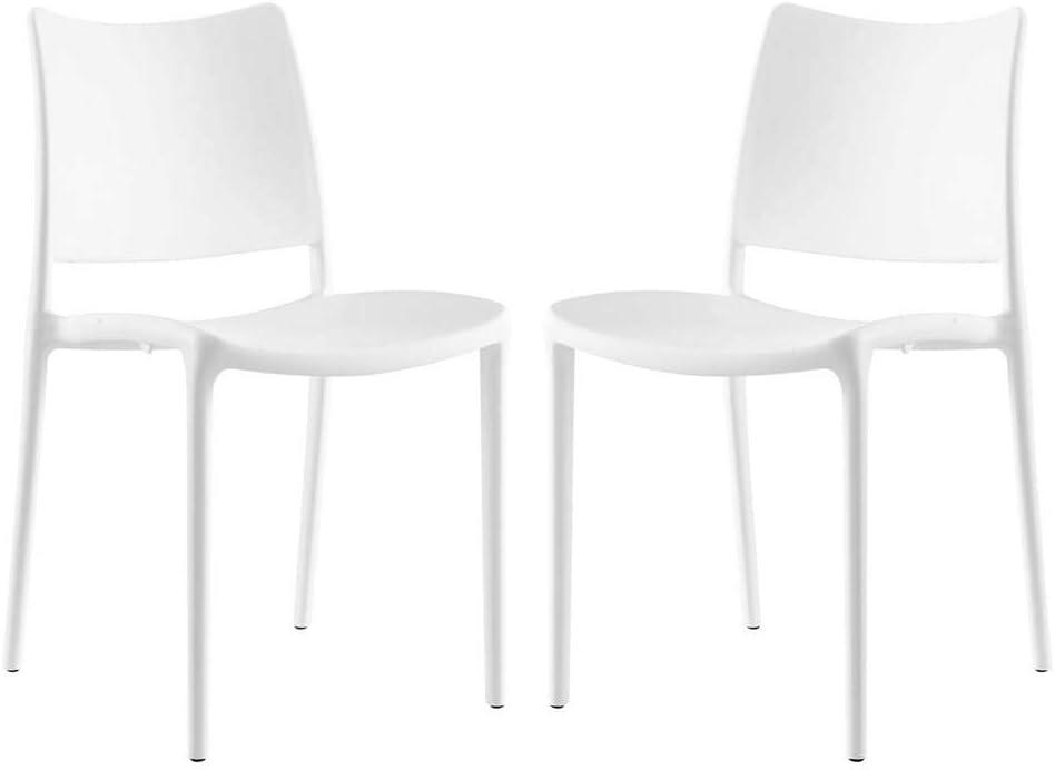 Luna Modern Minimalist White Polypropylene Stackable Side Chair