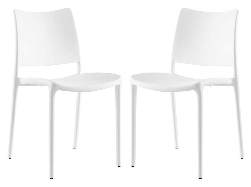 Luna Modern Minimalist White Polypropylene Stackable Side Chair
