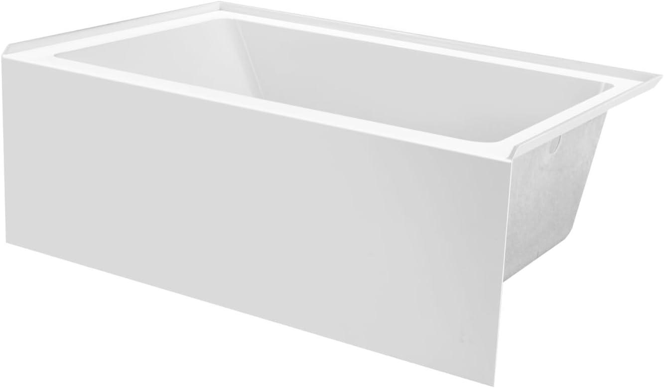 Kingston Brass Aqua Eden 54-Inch Acrylic Rectangular 3-Wall Alcove Tub