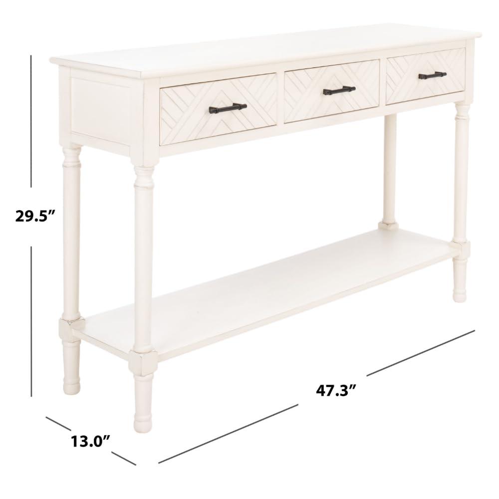 Peyton 3 Drawer Console Table - Distressed White - Safavieh