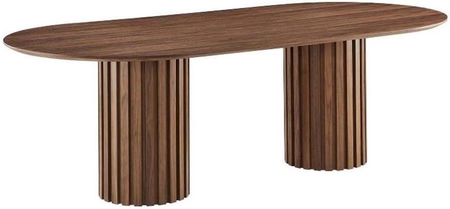 Oval Wooden Dining Table, Modern Walnut Wood Table, 95" Long