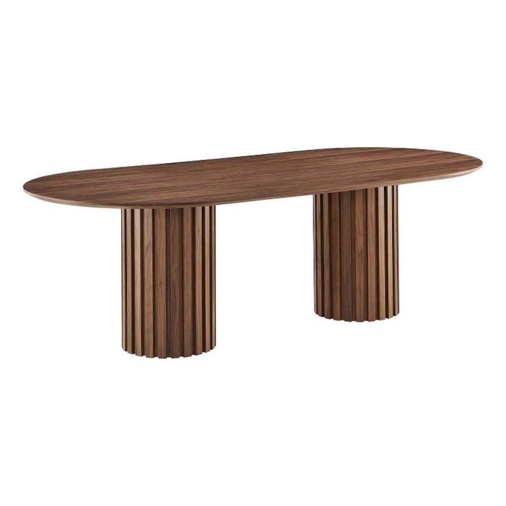 Oval Wooden Dining Table, Modern Walnut Wood Table, 95" Long