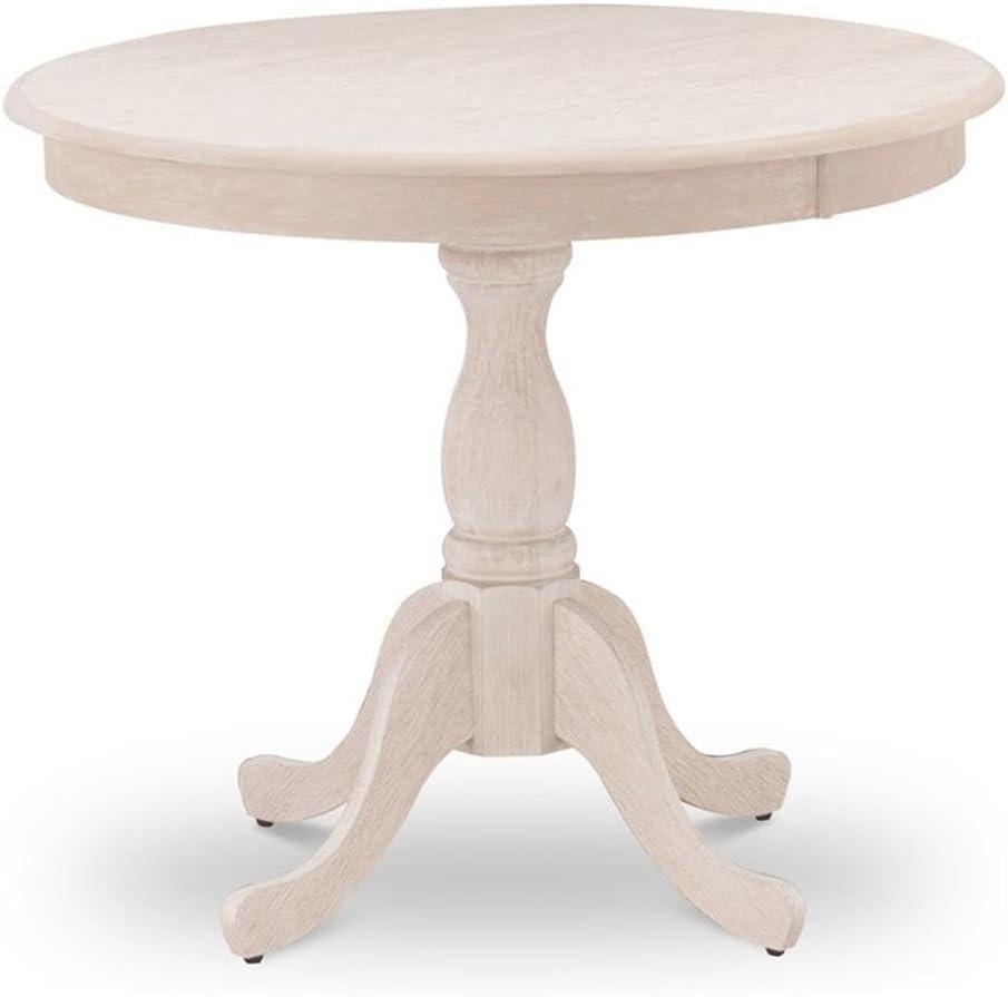 East West Furniture, Round Dining Table With Round Wire Brush Butter Cream