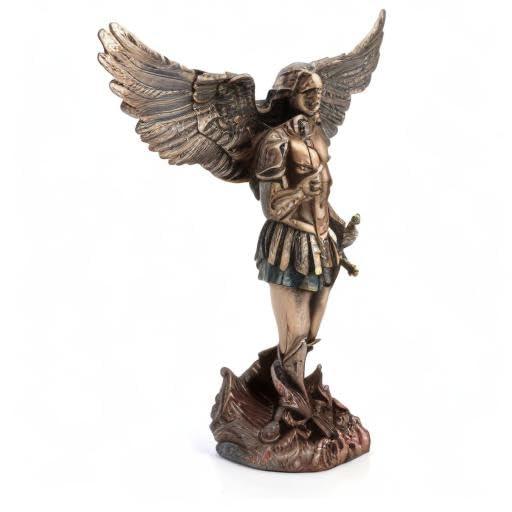 Trinx 11.42 inches Height Cold Cast Bronze  Archangel Saint Michael and the Dragon Bronze Finish Figurine