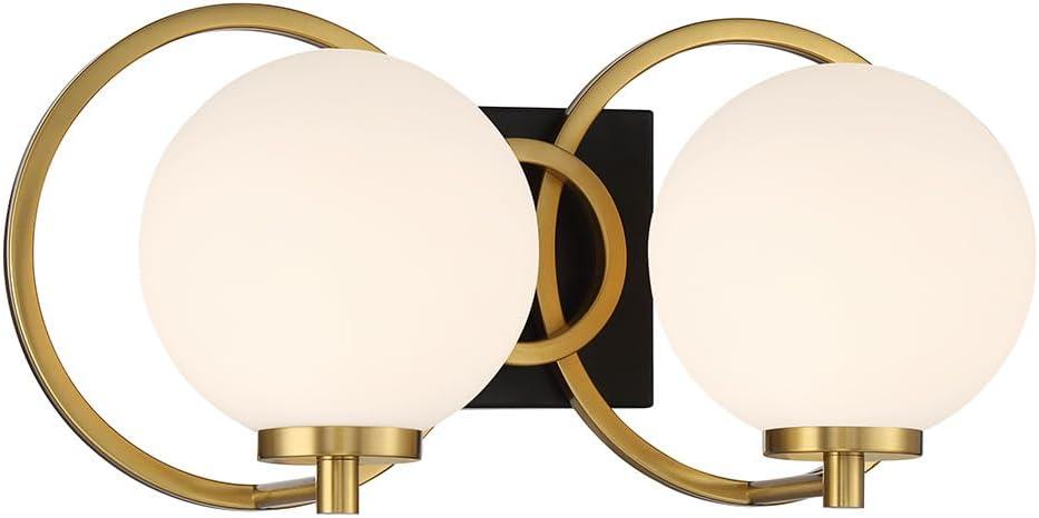 Savoy House Alhambra 2 - Light Vanity in  Matte Black/Warm Brass