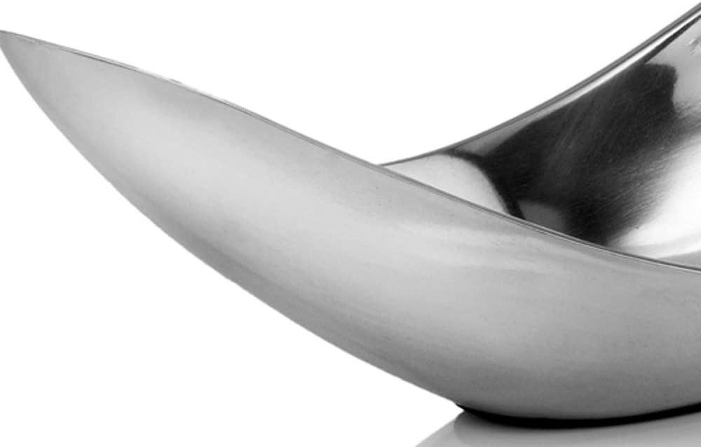 Sesgo Twisted Bowl, Silver, Aluminum, Modern Home Decor Accent, Serving Bowl for Fruit, Nuts, Popcorn and Chips, Decoration Centerpiece for Coffee Table or Change Dish and Key Holder, 13" x 5" x 5.5"