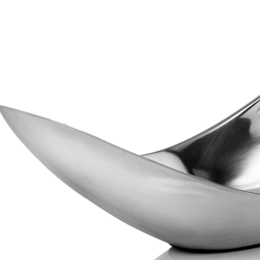 Sesgo Twisted Bowl, Silver, Aluminum, Modern Home Decor Accent, Serving Bowl for Fruit, Nuts, Popcorn and Chips, Decoration Centerpiece for Coffee Table or Change Dish and Key Holder, 13" x 5" x 5.5"