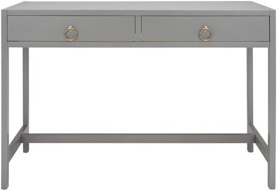 SAFAVIEH Esther Amish 2 Drawer Rectangle Wood Desk, Grey (22 in. W x 46 in. D x 30 in. H)