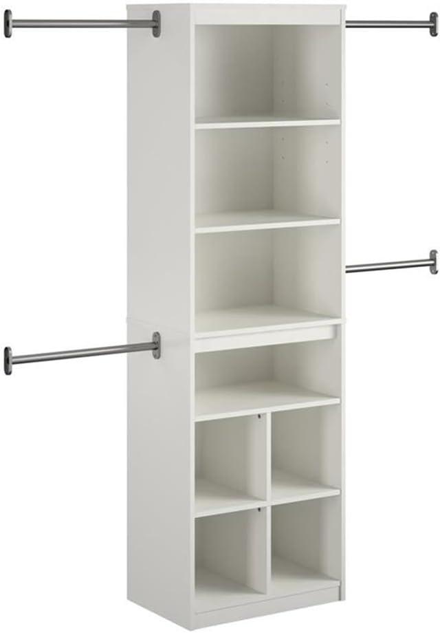 White Laminated Particleboard Closet Storage System with Adjustable Rods