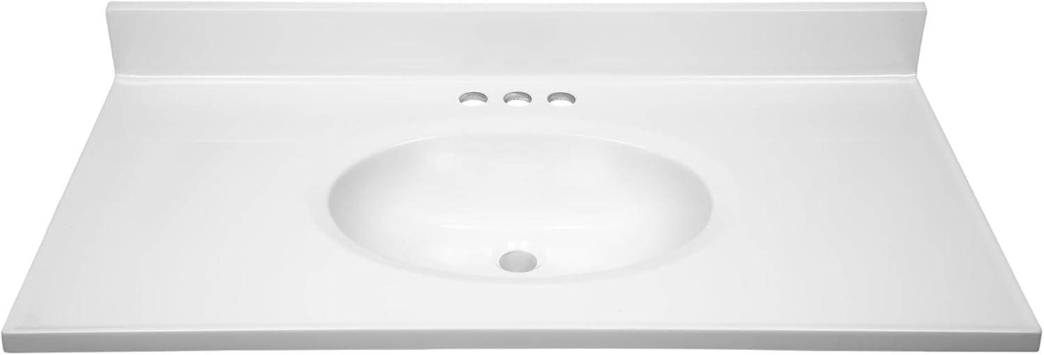 Design House 586206-37-inch Cultured Marble Vanity Top with Backsplash-Improved Package in White