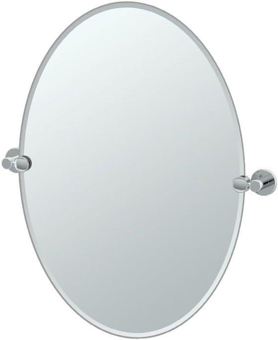 Elegant Chrome Frameless Oval Pivoting Bathroom Mirror