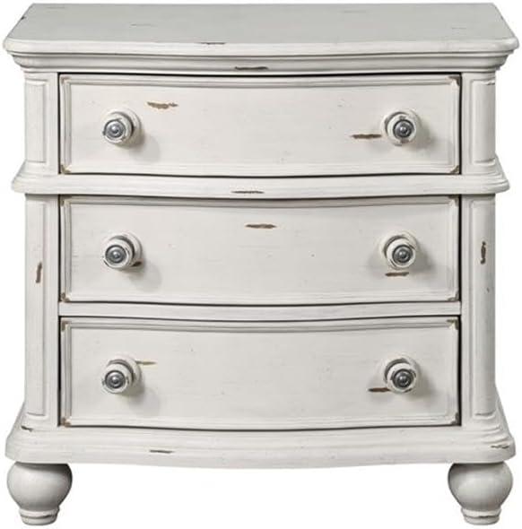 30" Jaqueline Nightstand Antique White Finish - Acme Furniture: Elegant Storage Solution with Felt-Lined Drawer