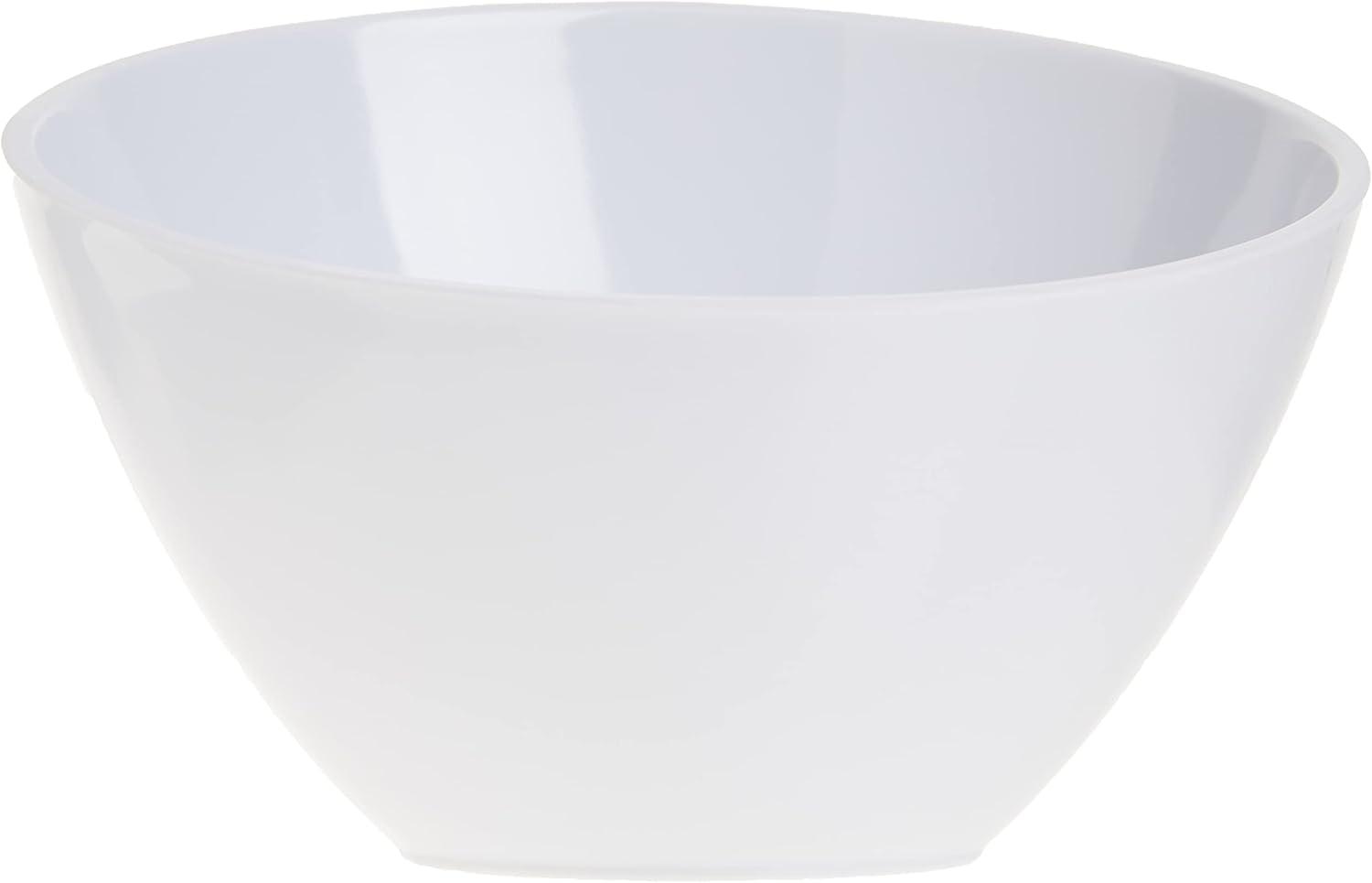 White Round Melamine Slanted Serving Bowl, 8"