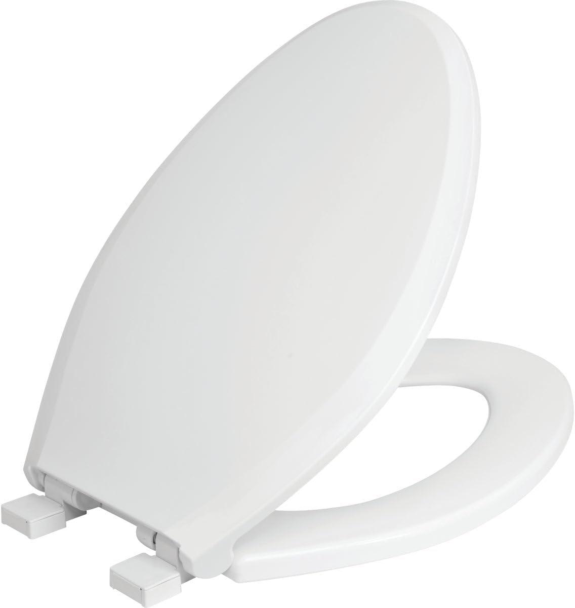 Centoco Elongated Closed Front White Plastic Toilet Seat with Slow Close