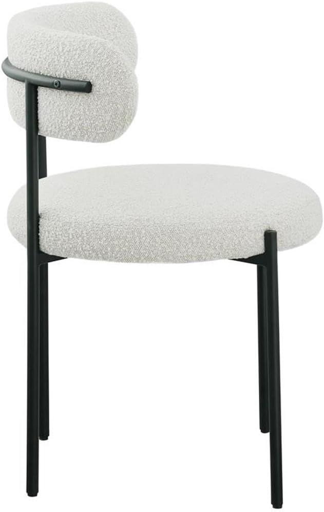 Beacon Cream Boucle Fabric Dining Chair with Black Metal Frame, Set of 2