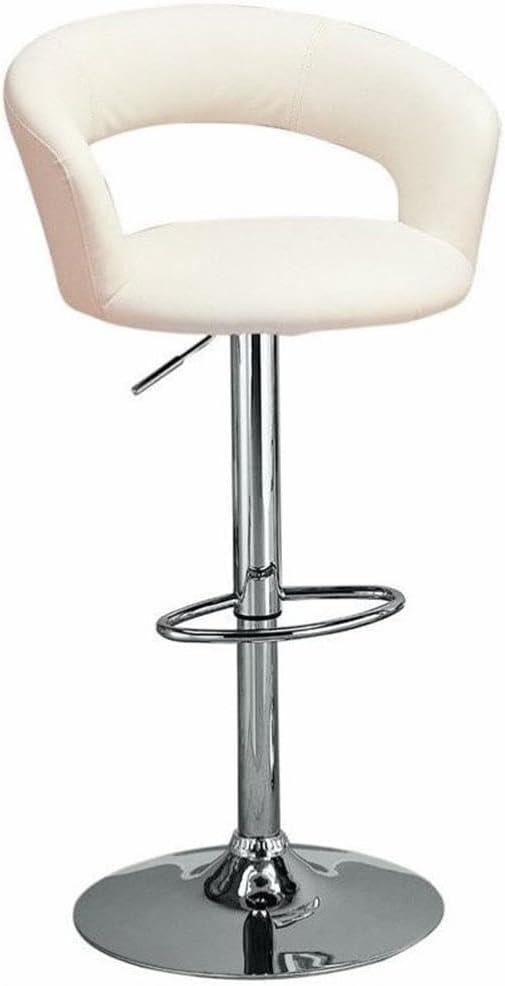 Coaster Upholstered Faux Leather Adjustable Bar Stool in White