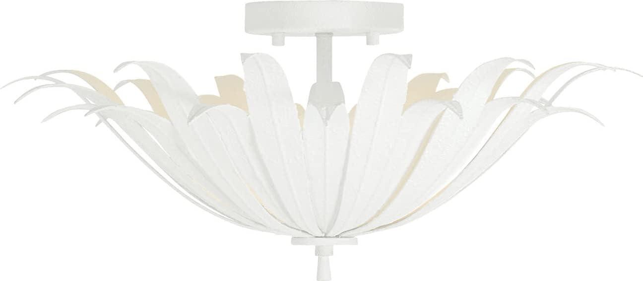 Eden Textured White 3-Light Bohemian Semi-Flush Mount