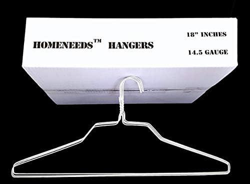 Homeneeds Metal 100 White Wire Hangers 18" Standard White Clothes Hangers (100, White)