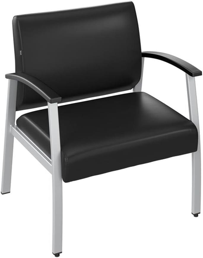Bush Business Furniture Arrive Collection Vinyl Seat Waiting Room Bariatric Chair with Metal Frame and arms