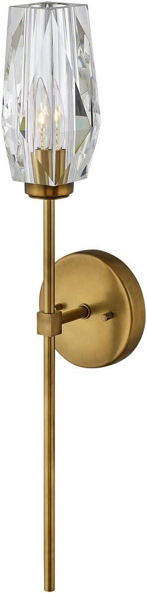 Ana 1-Light Wall Sconce w/ Faceted Heavy-Cut Diamond-Shaped Crystal Shade - Heritage Brass