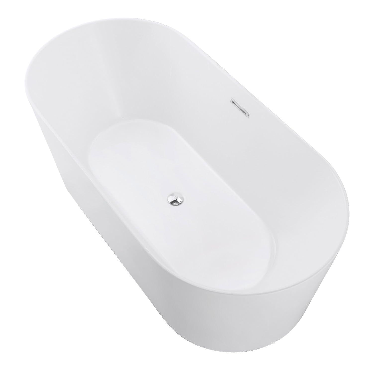 Kingston Brass Aqua Eden 54-Inch Acrylic Oval Double Ended Freestanding Tub with Drain