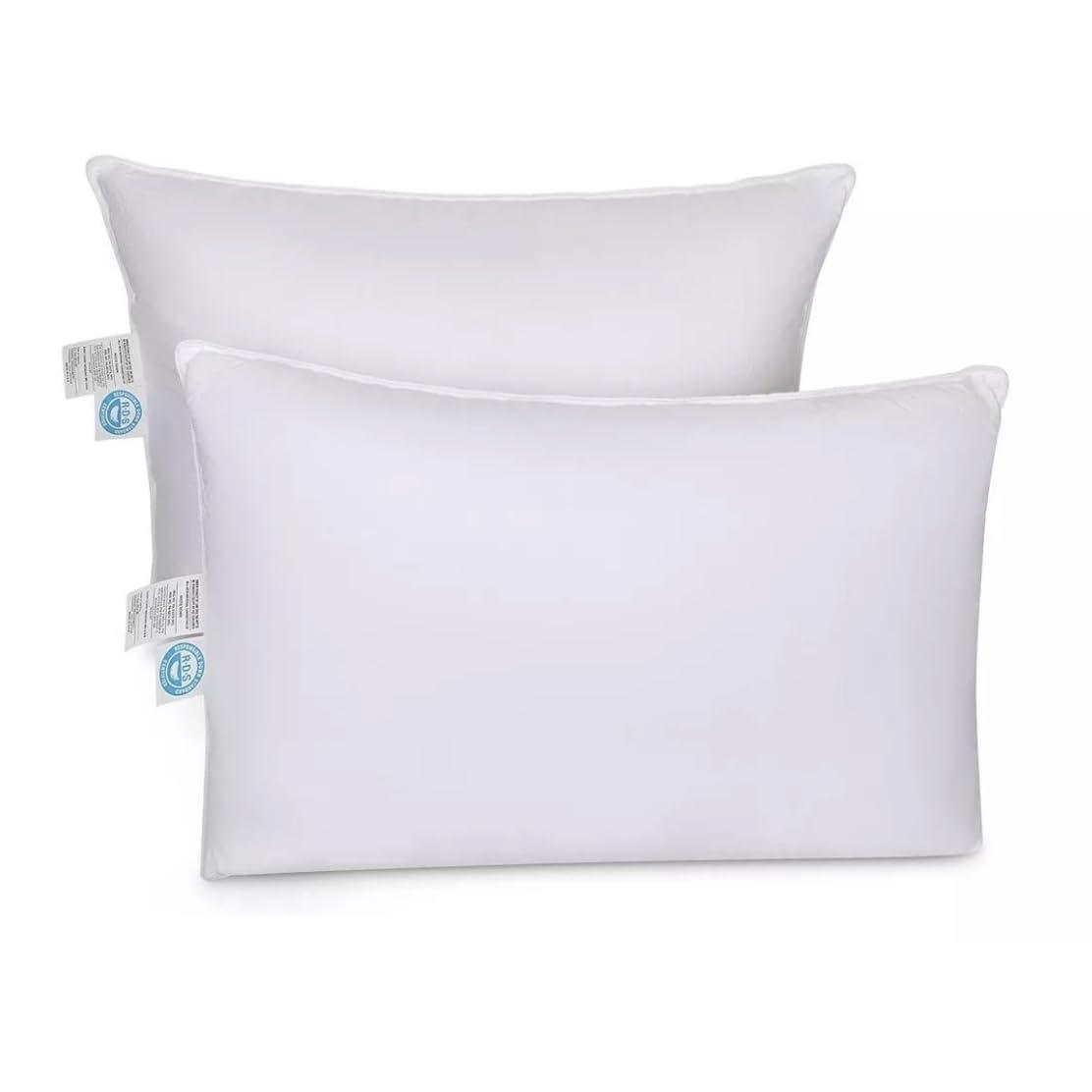 Continental Bedding 50% White Goose Down and 50% White Goose Feather Blend - Queen Size Pillow - Set of 2