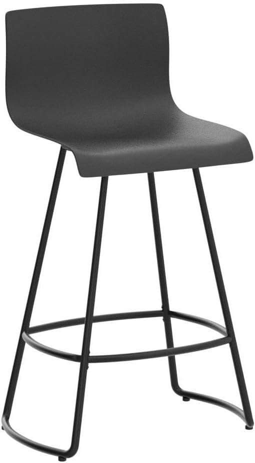 Black Adjustable Swivel Plastic Bar Stools Set of 4