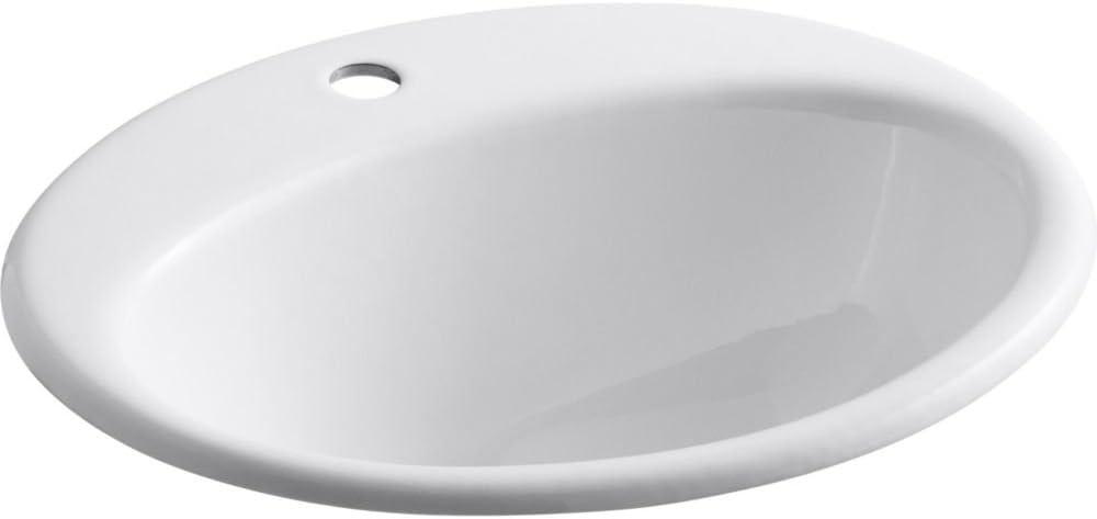 Farmington White Cast Iron Oval Drop-In Bathroom Sink