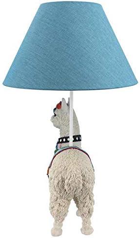 Blue Alpaca Sculptural Table Lamp with Fabric Shade