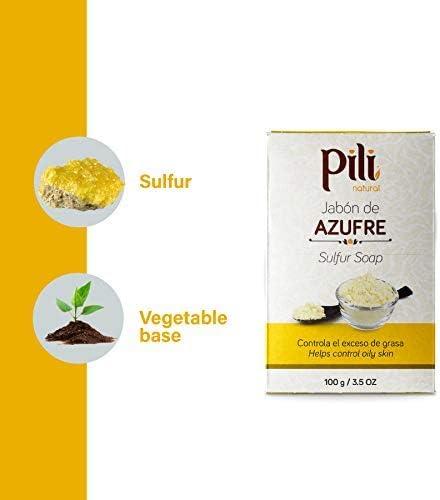 Pili Natural Sulfur Soap Bars (3 Pack) Jabón de azufre - Deep Cleansing and Oil-Control Formula for All Skin Types - Maintain Healthy Skin - 3-Pack