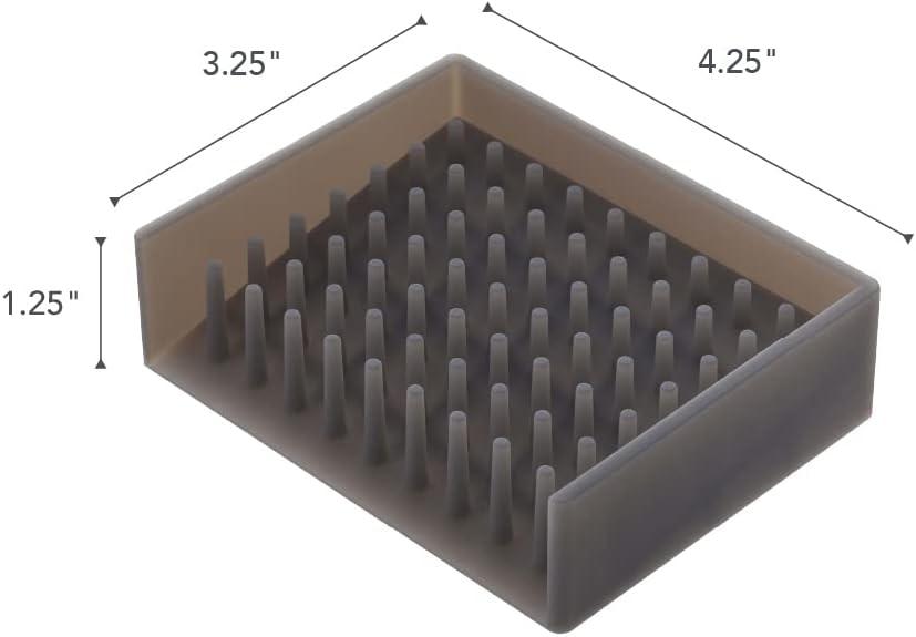 Black Silicone Self-Draining Soap Tray with Spikes