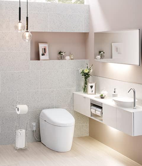 Bathroom Toilet Tissue Paper Roll Storage Holder Stand with Reserve Area for Mega Rolls