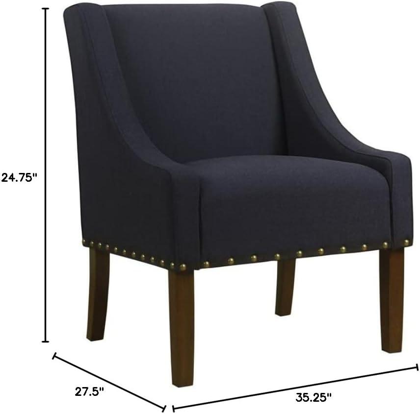 Modern Swoop Accent Chair with Nailhead Trim Navy - HomePop