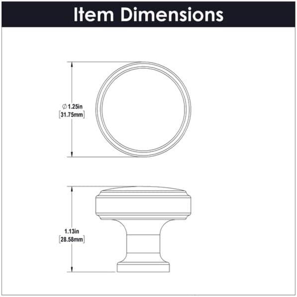 Piper 1-1/4 Diameter Mushroom Knob