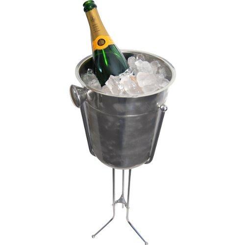 Champagne & Wine Bucket with Folding Stand - 8 Qt - Stainless Steel