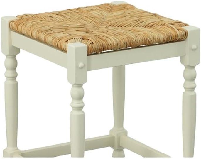 Rustic Farmhouse White Wood Backless Counter Stool