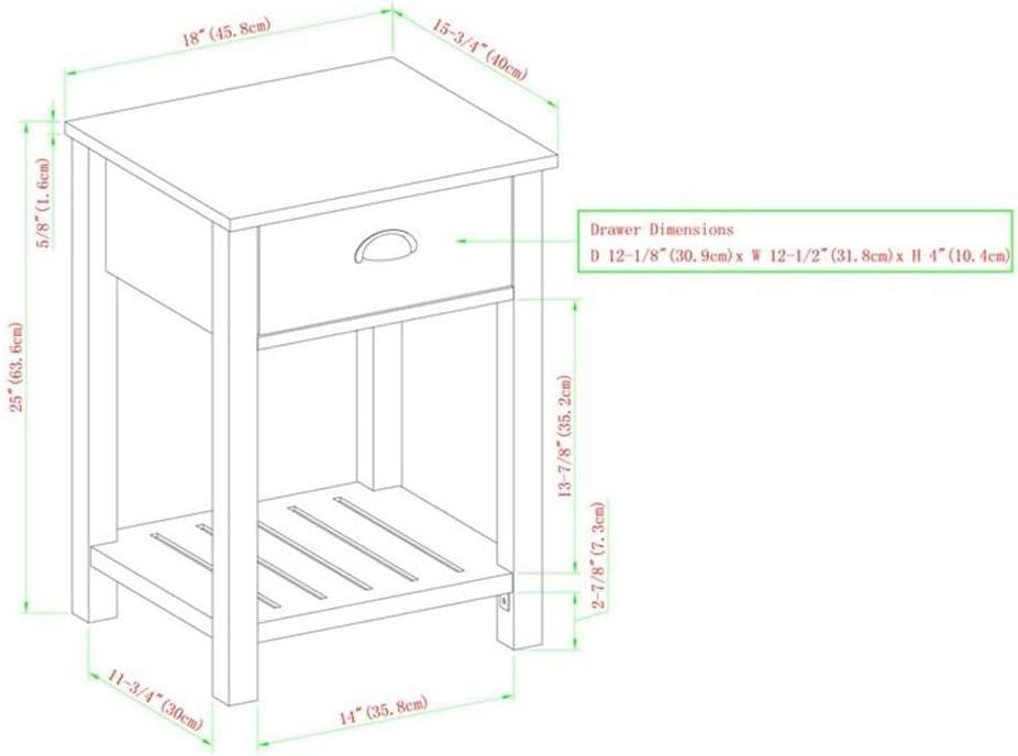 18" Country Single Drawer Bedroom Nightstand in Rustic Oak