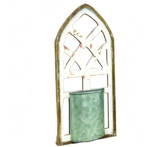 Jardinera Arquitectónica de Pared con Recipiente de Metal Galvanizado, Juego de 2