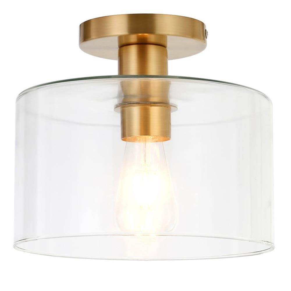 Evelyn&Zoe 10" Polished Nickel Finish Metal/Glass Semi Flush Mount