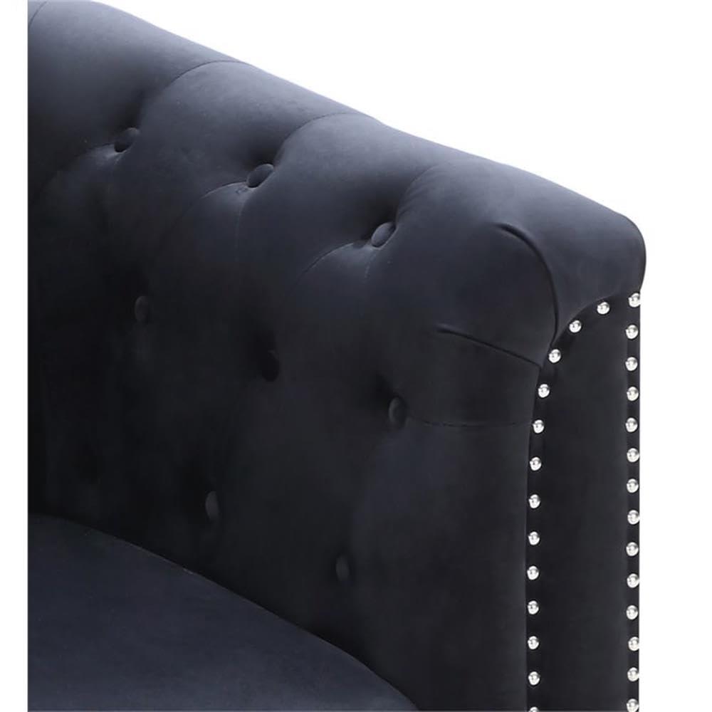 Ivory Velvet Tufted Loveseat with Nailhead Trim