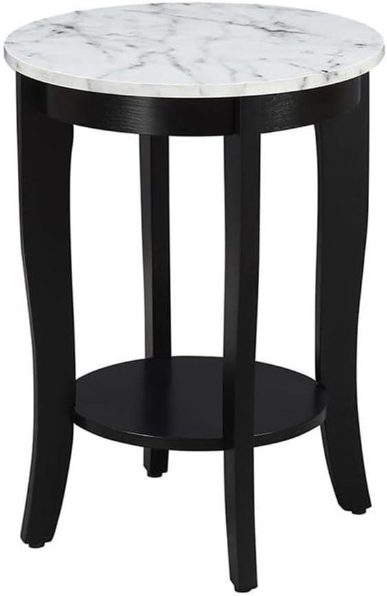 Convenience Concepts American Heritage Round End Table in Black Wood Finish